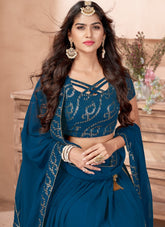 Lovely Partywear Lehenga Choli in Teal Blue Colour